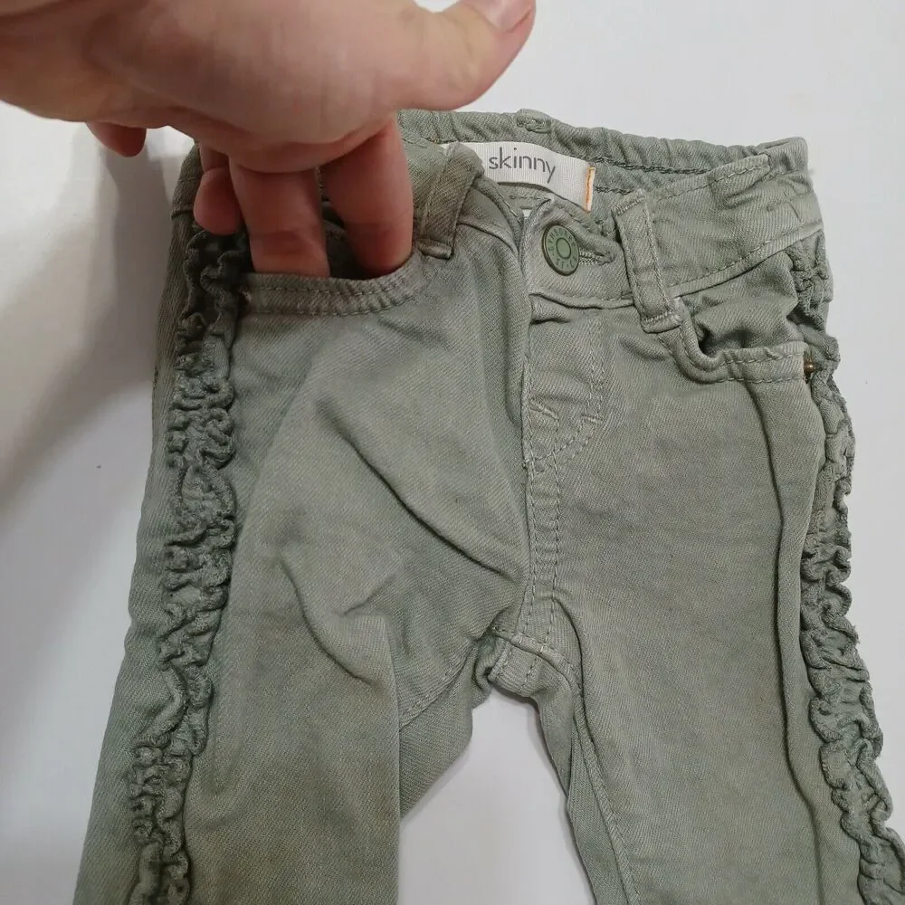 Gymboree Baby Toddler Girls 0-3M Skinny Leg Jeans Green‎ Stretch Pockets Denim